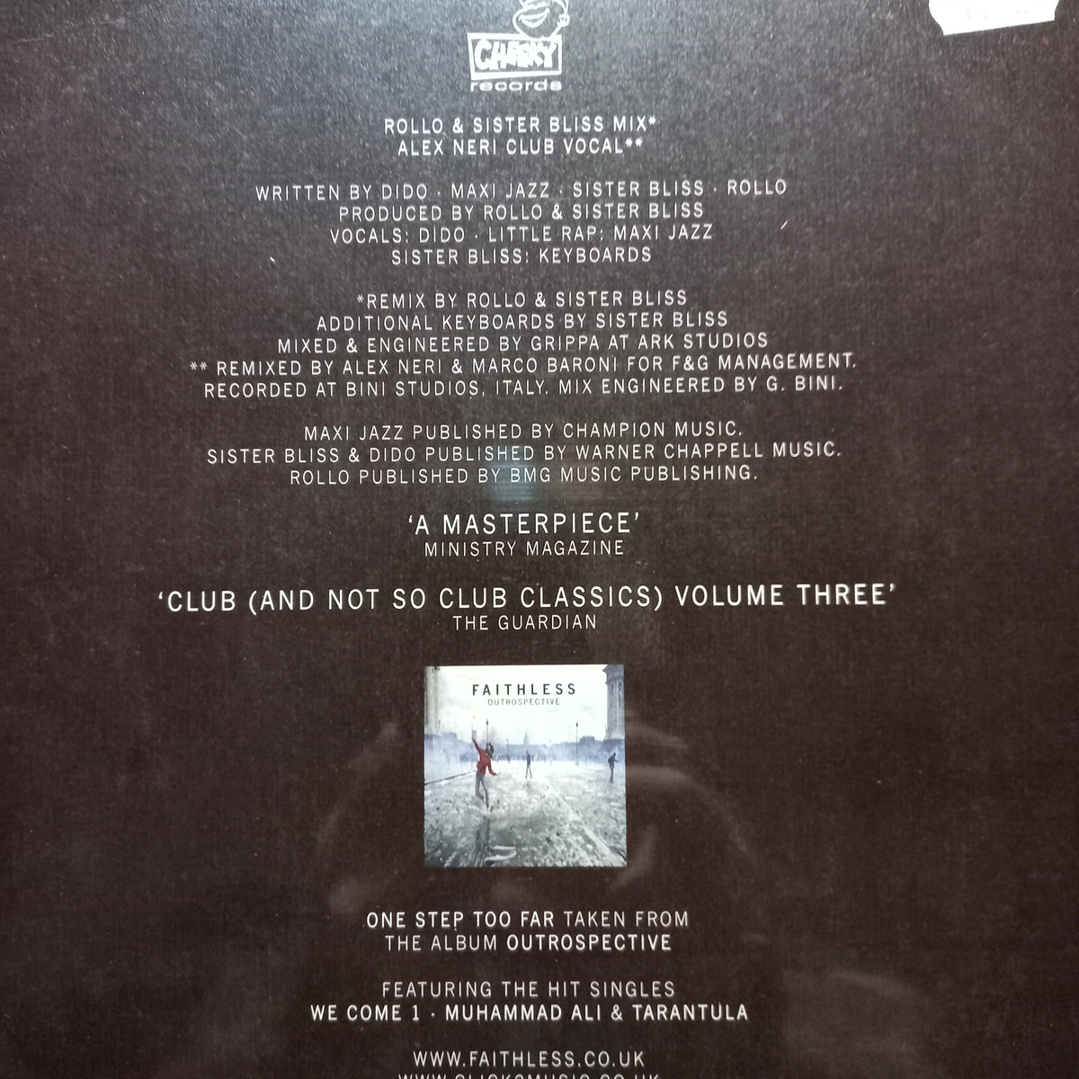 Faithless feat Dido One Step to Far Maxi 2da. Mano Usado en Excelente Estado
