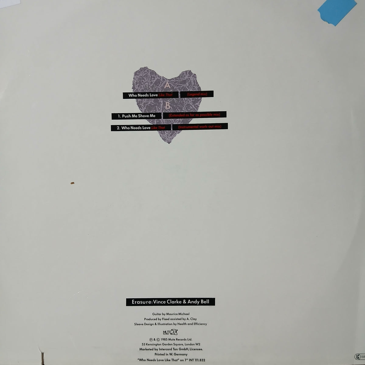 Erasure Who Need Love Like That Maxi De Epoca VG+