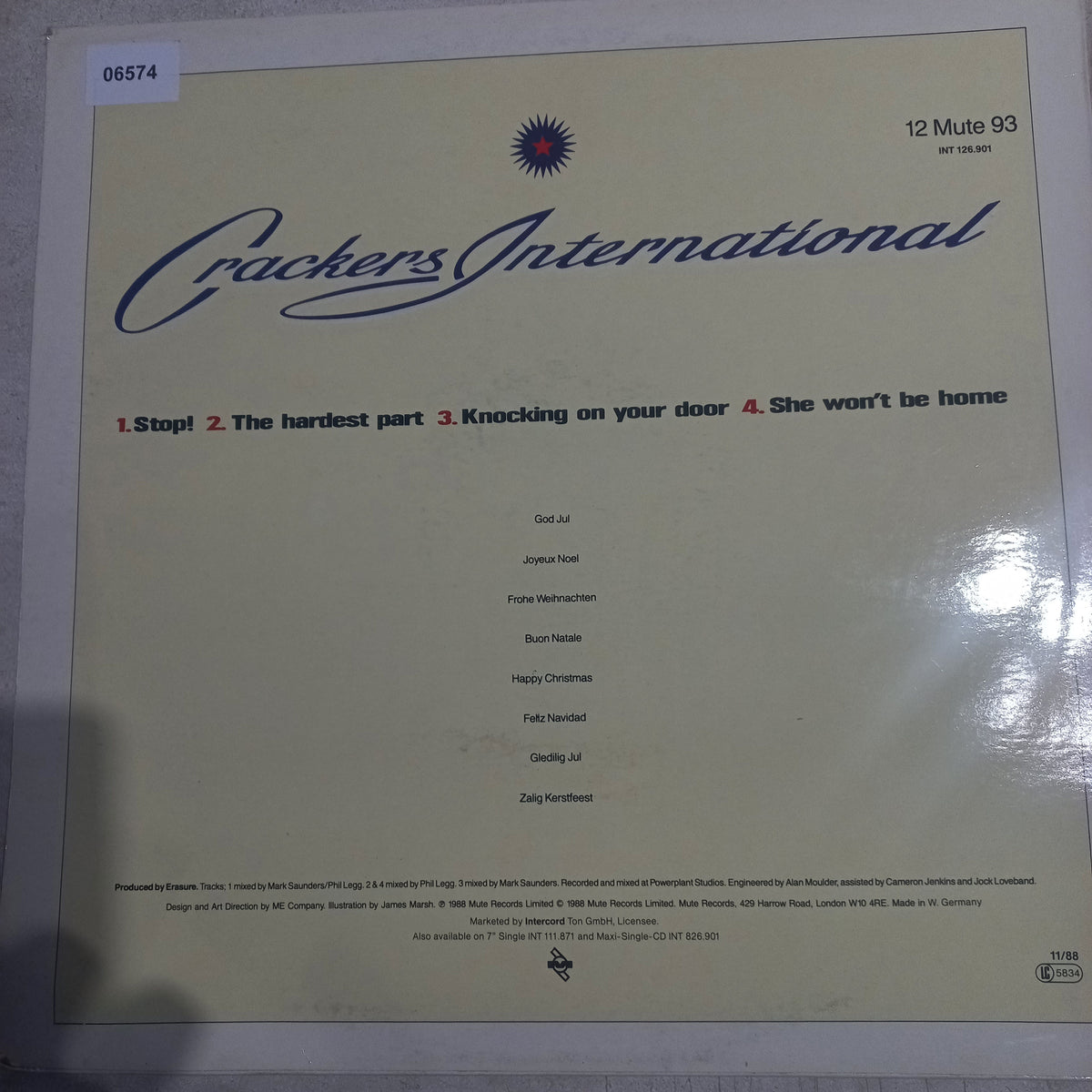 Erasure Crackers International Incluye Stop Maxi de Epoca VG +
