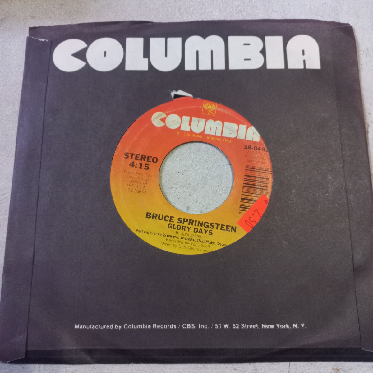Bruce Springsteen Glory Days Simple 7" Vg+ De Epoca