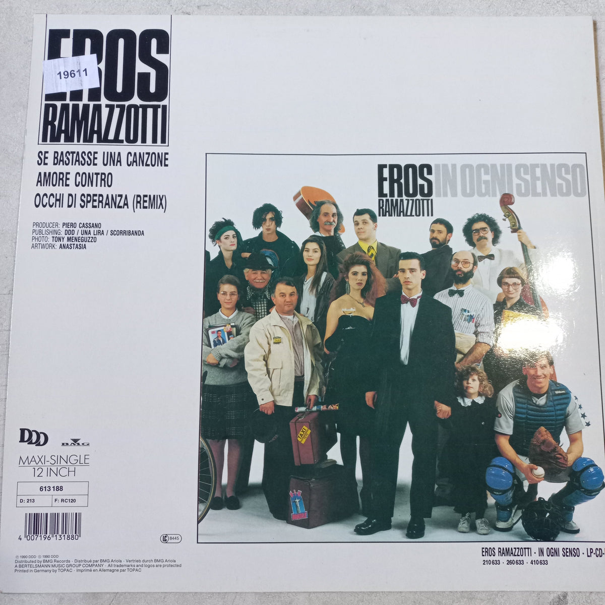 EROS RAMAZOTTI SI BASTASE UNA CANZONE MAXI 12" SECOND HAND VG+ O NM