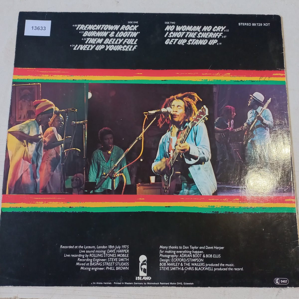 Bob Marley Live LP De Epoca VG+ A NM