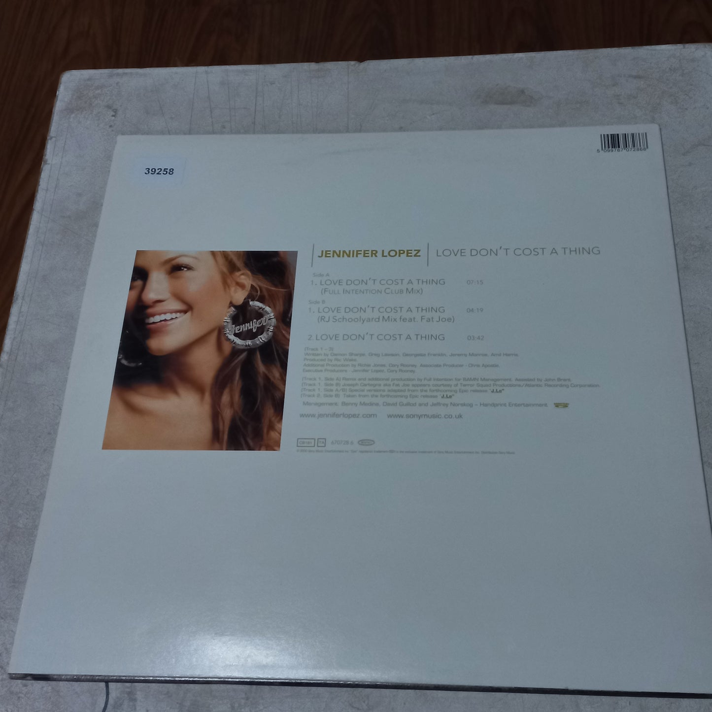 JENNIFER LOPEZ LOVE DONT COST A THING MAXI 12" SECOND HAND VG+ O NM