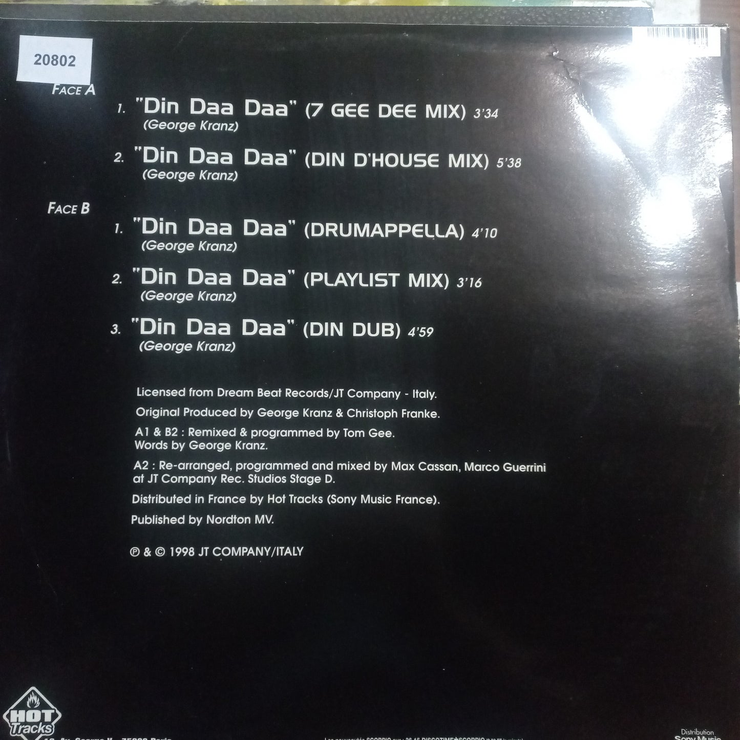 GEORGE KRANZ DIN DAA DAA MAXI 12" SECOND HAND VG+ O NM