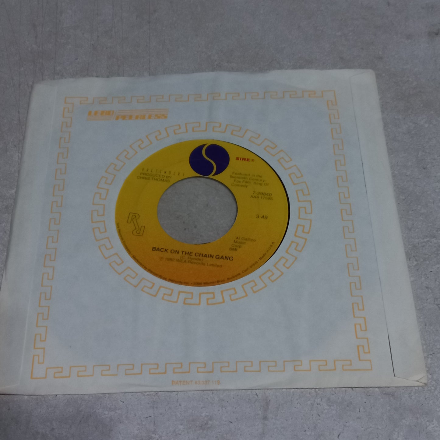 The Pretenders - Back On The Chain Gang (7'') Simple VG+