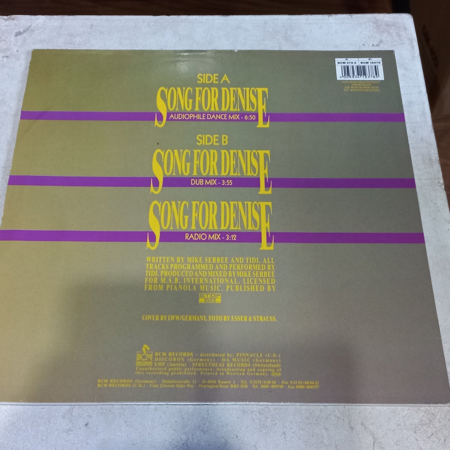 Piano Fantasia - Song For Denise (12", Maxi, RE) (BCM Records, BCM Records, BCM Records, BCM Records - BCM 378x, BCM 378 X, BCM 12378, 12378) - MAXI VG+ O Nm