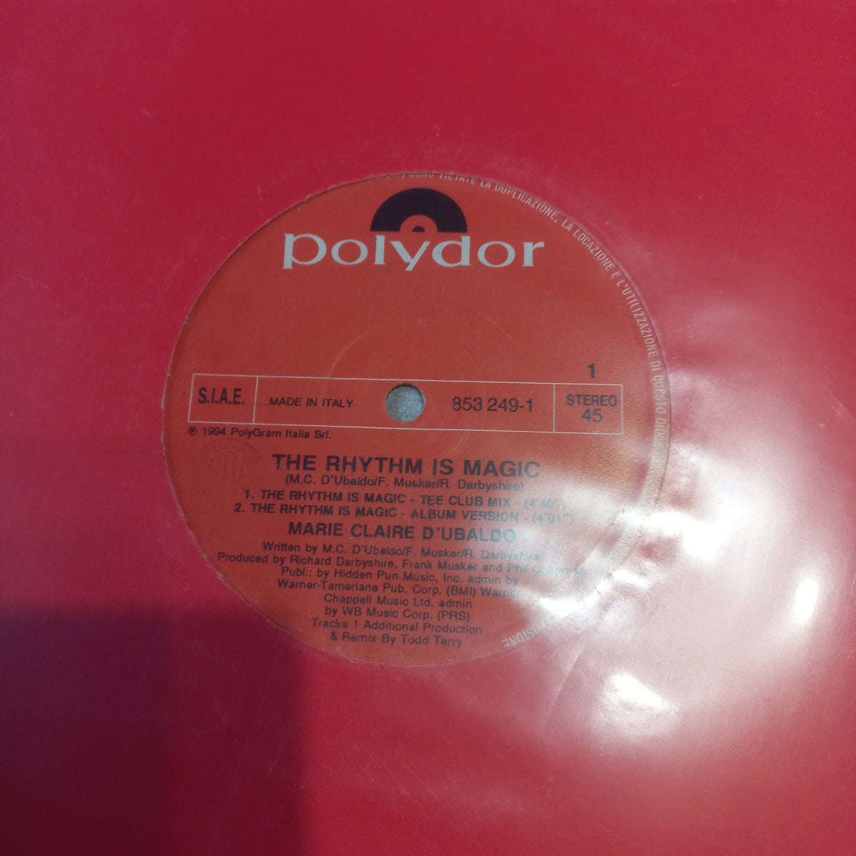 Marie Claire D'Ubaldo* - The Rhythm Is Magic Maxi VG+ (12") (Polydor - 853 249-1)