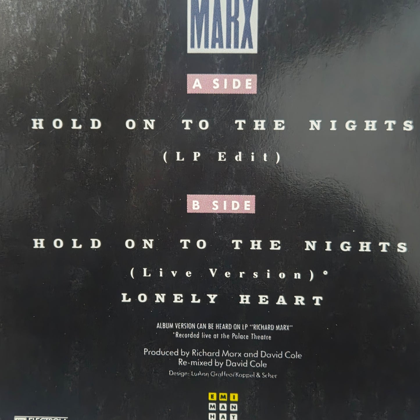 Richard Marx Hold On to the Night MAXI VG+