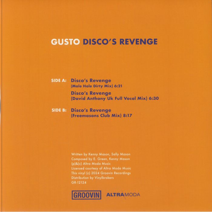 Gusto Disco Revenge Maxi Nuevo de Fabrica Reedicion 2025