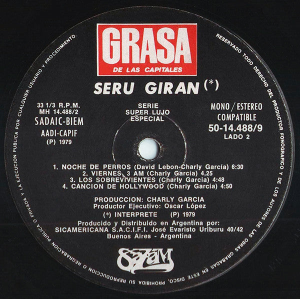 Seru Giran Grasa de las capitales LP Abierto Near Mint