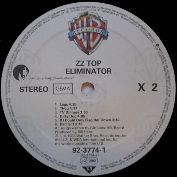 ZZ Top Eliminator Un Clasico!!!! LP Near Mint