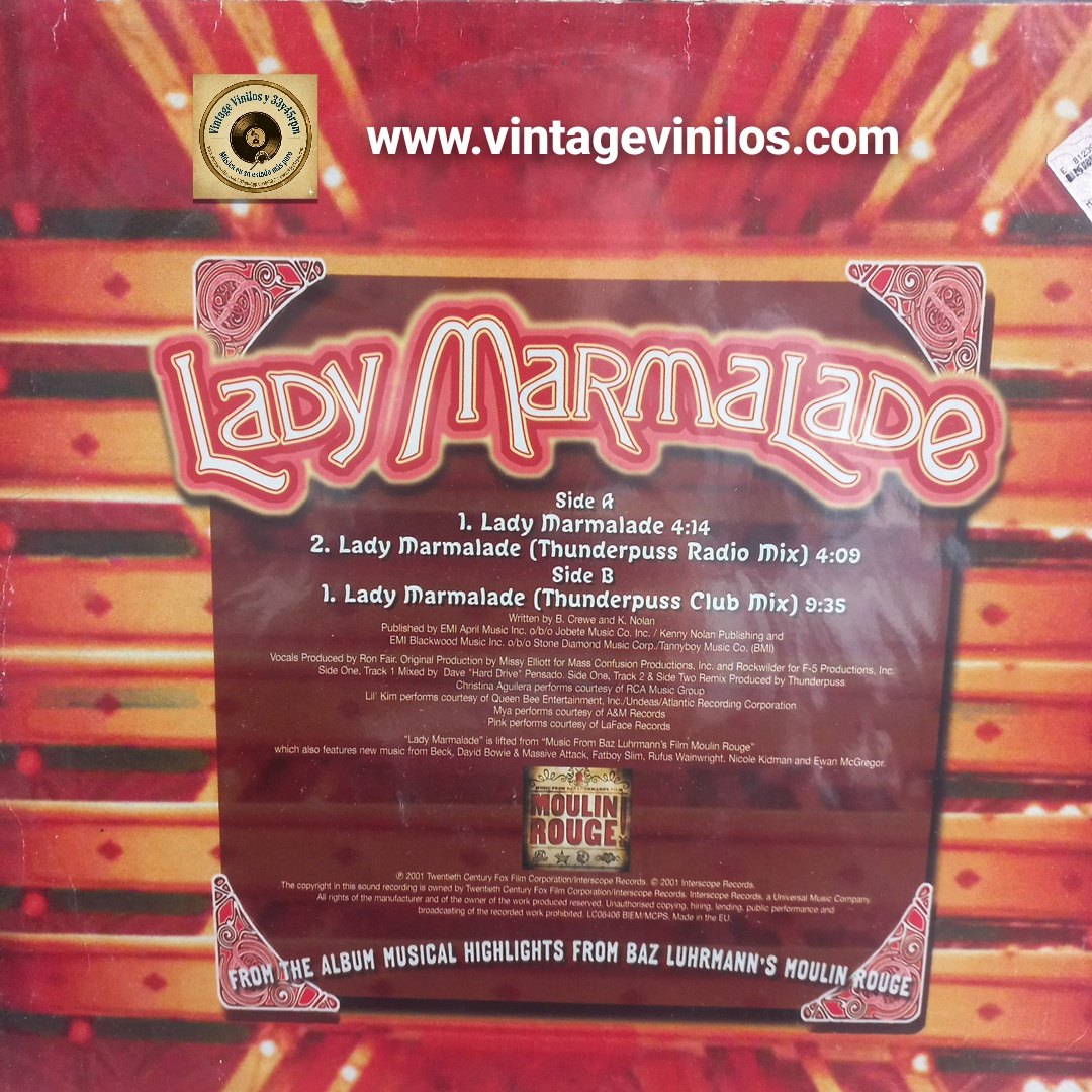 Christina Aguilera and Lil Kim Lady Marmalade Maxi 12" VG+