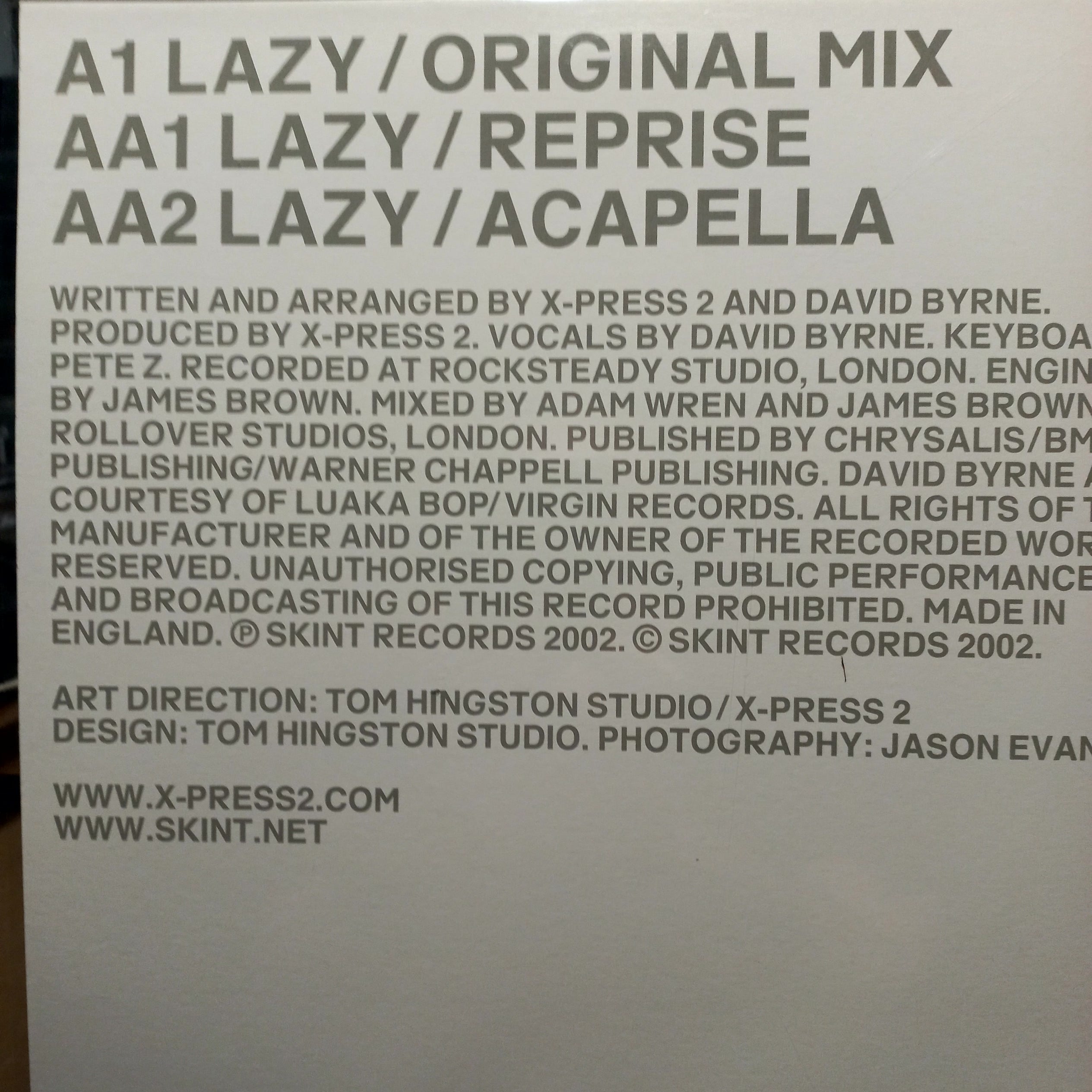 XPress 2 Feat David Byrne Lazy Maxi Near Mint