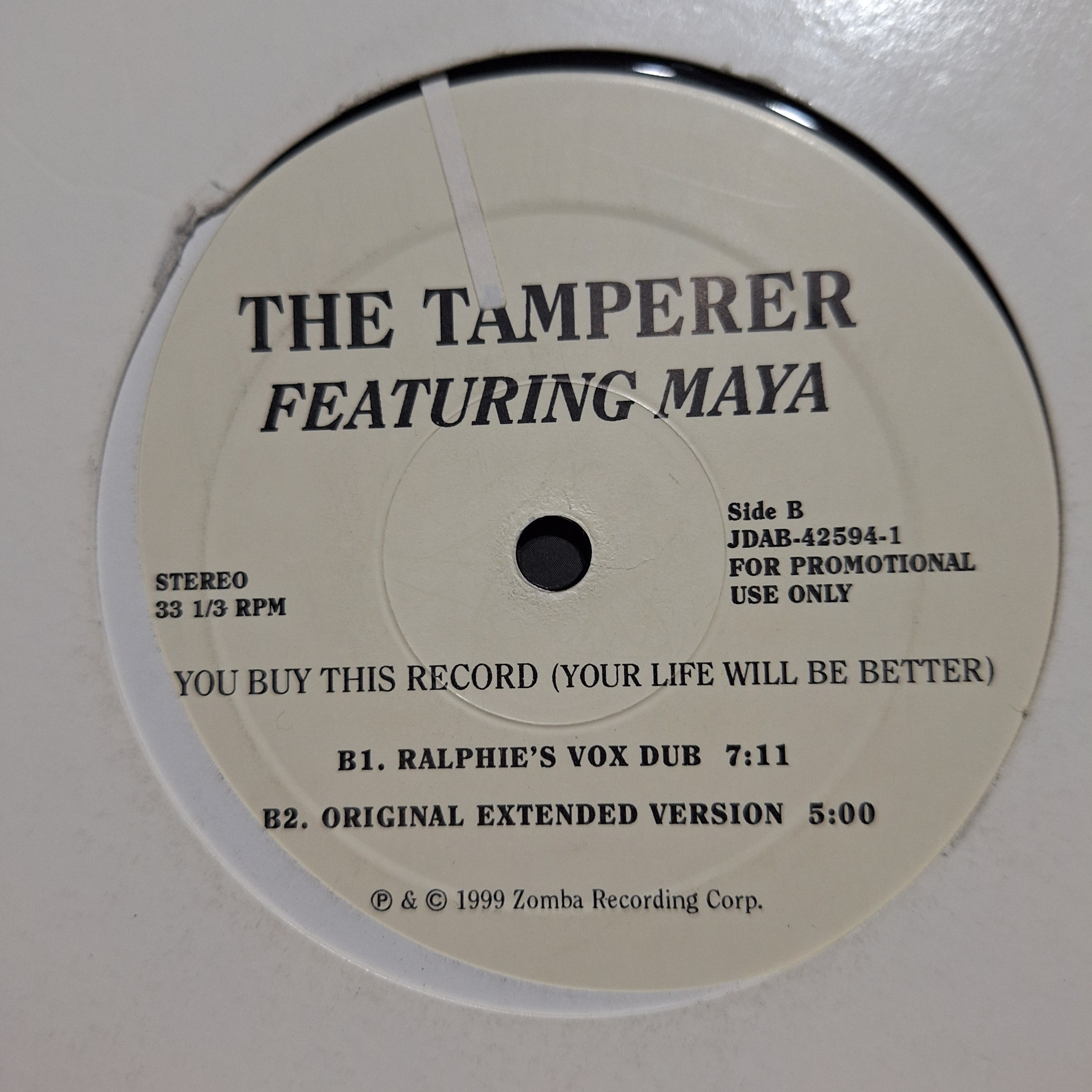 The Tamperer Feat Maya If you buy this record Maxi 2da. Mano VG+