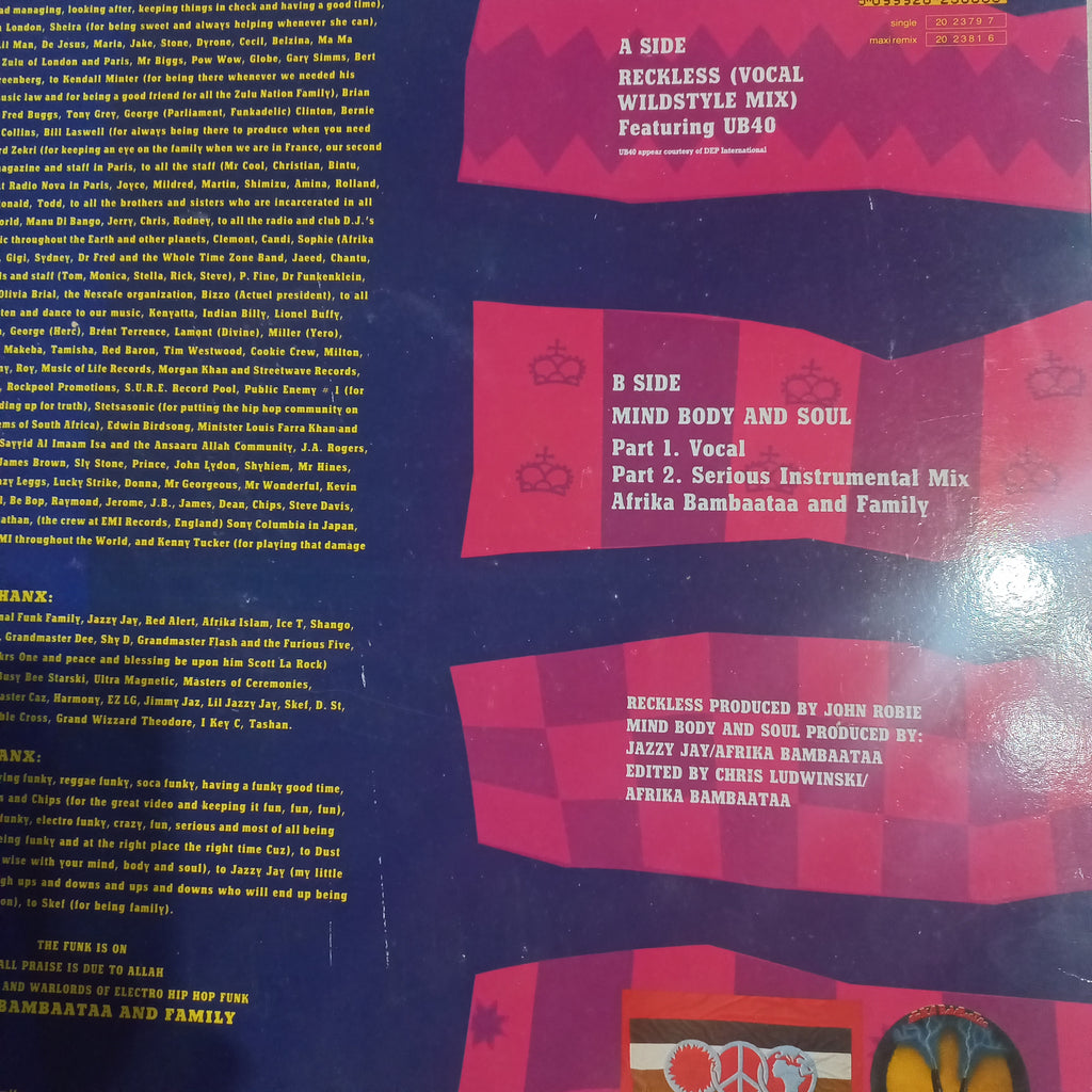 Afrika Bambaata Reckless Maxi de Epoca VG +