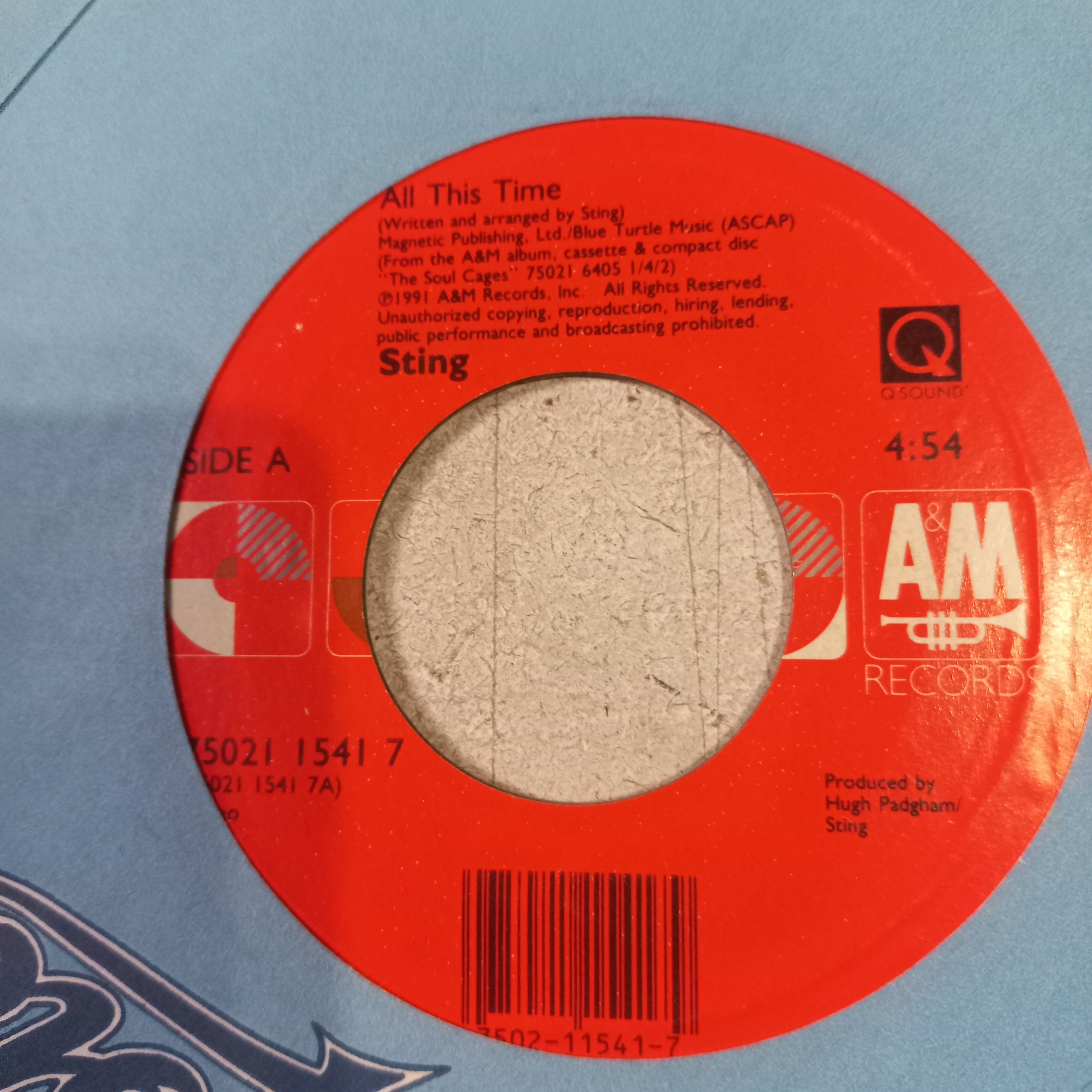 Sting All This Time Simple 7" Vg+ De Epoca