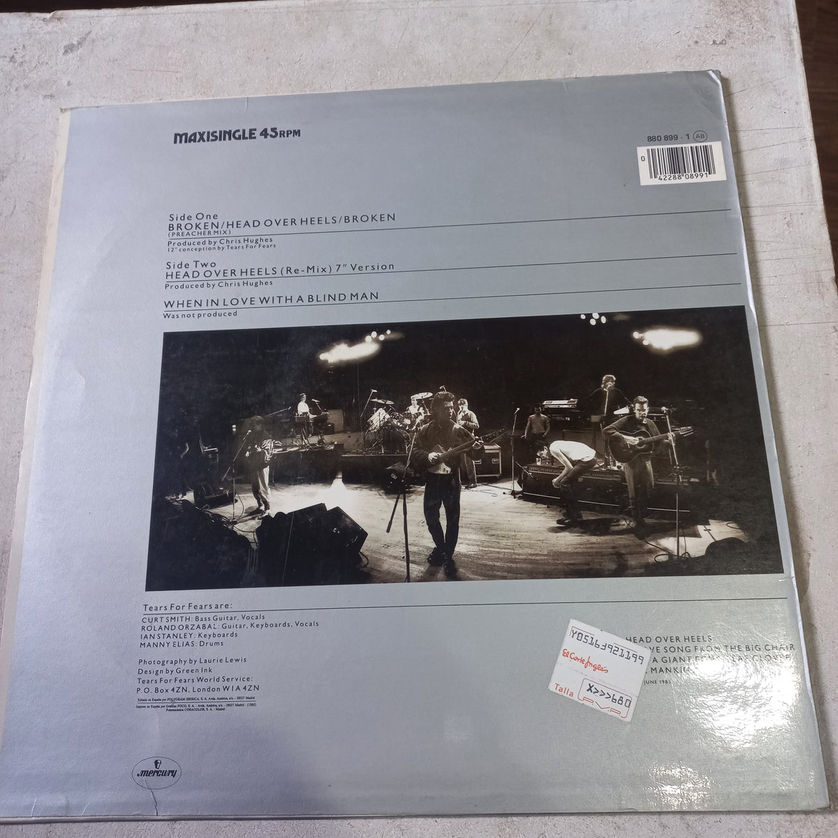 Tears For Fears Head Over Heals Maxi VG+De Epoca