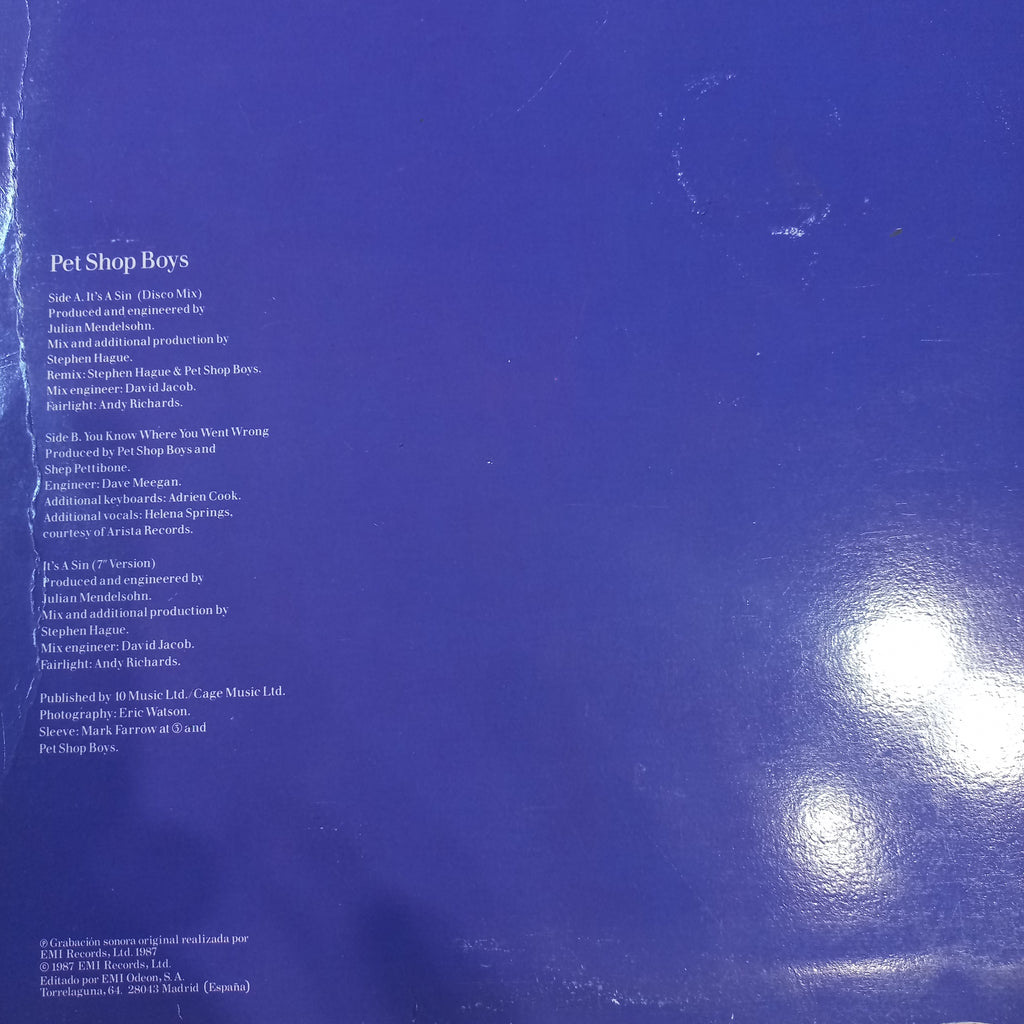 Pet Shop Boys Its a Sin Maxi VG+De Epoca