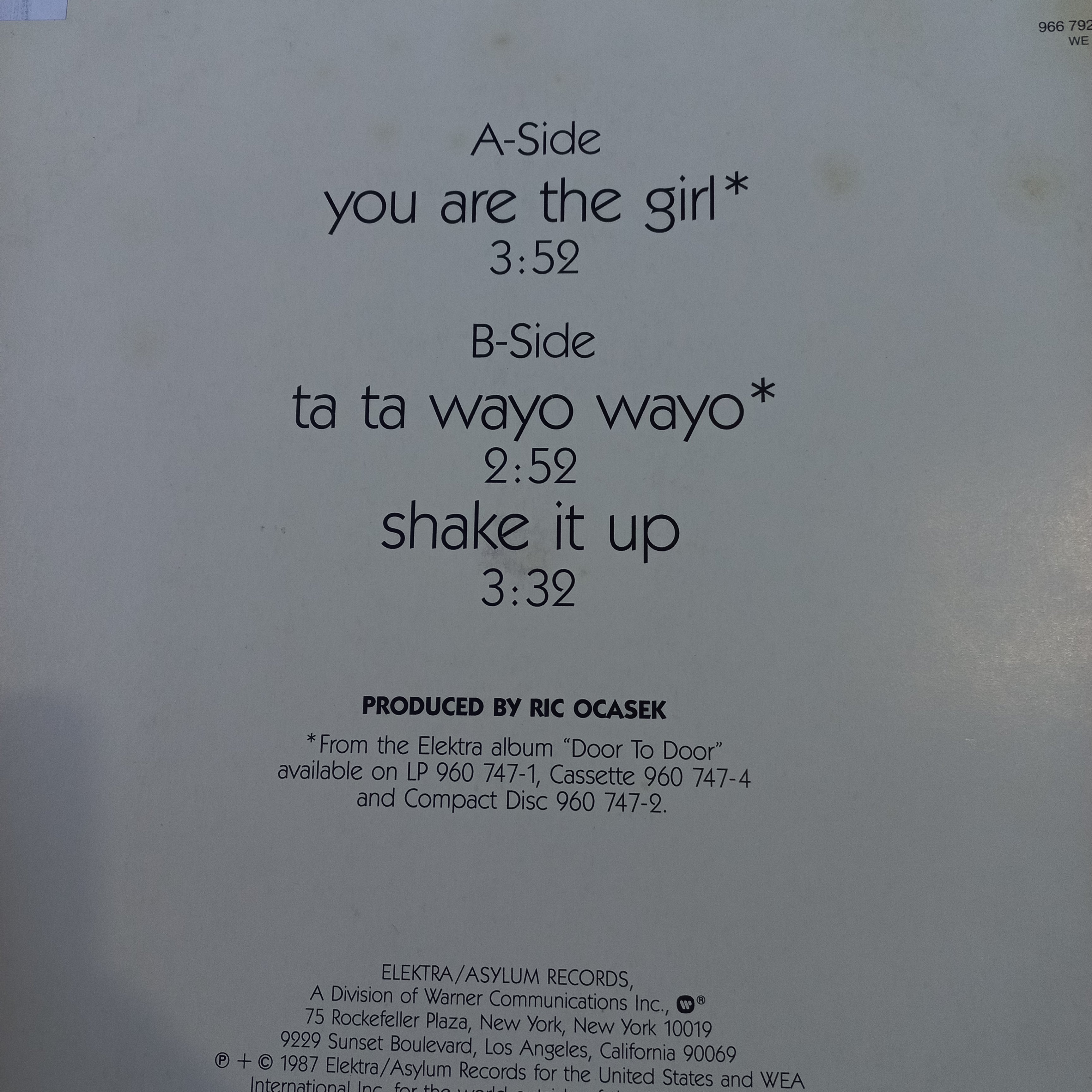 THE CARS YOU ARE THE GIRL MAXI 12" SECOND HAND VG+ O NM