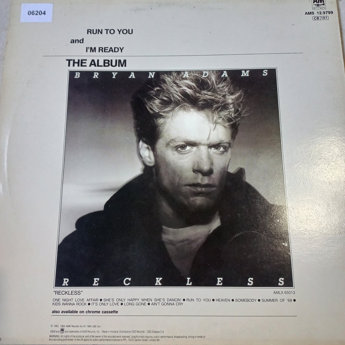 BRYAN ADAMS RUN TO YOU MAXI 12" SECOND HAND VG+ O NM