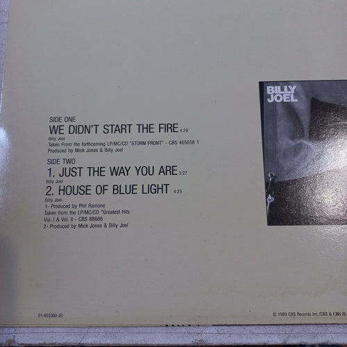 BILLY JOEL WE DIDNT START A FIRE / JUST THE WAY YOU ARE MAXI 12" SECOND HAND VG+ O NM