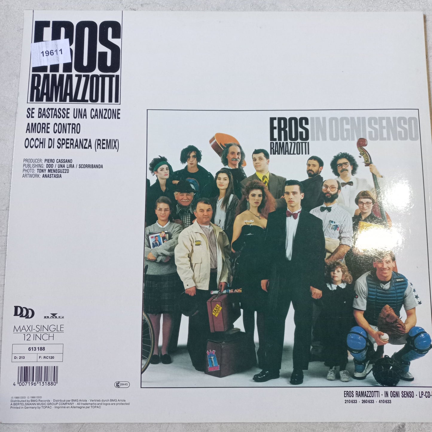 EROS RAMAZOTTI SI BASTASE UNA CANZONE MAXI 12" SECOND HAND VG+ O NM