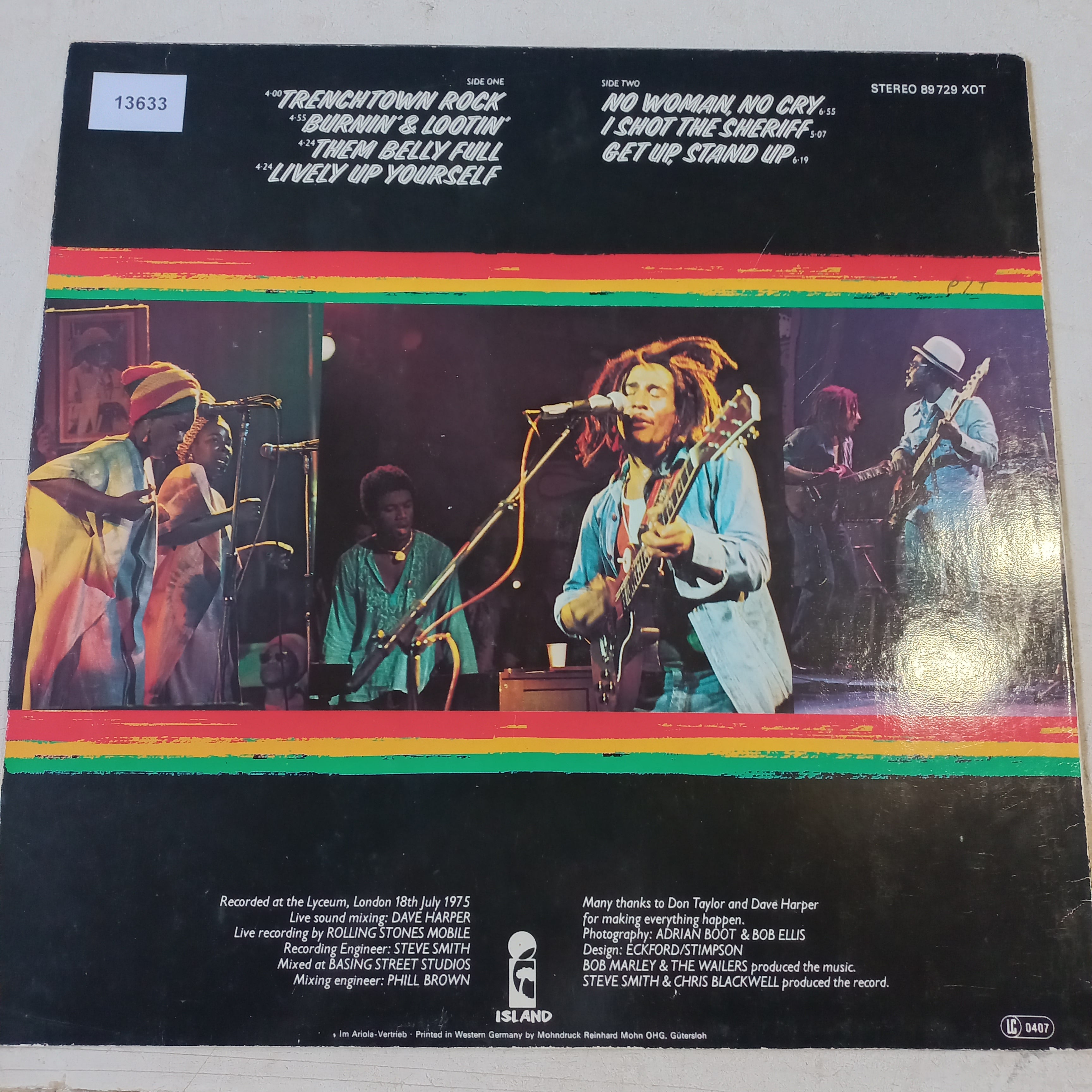 Bob Marley Live LP De Epoca VG+ A NM
