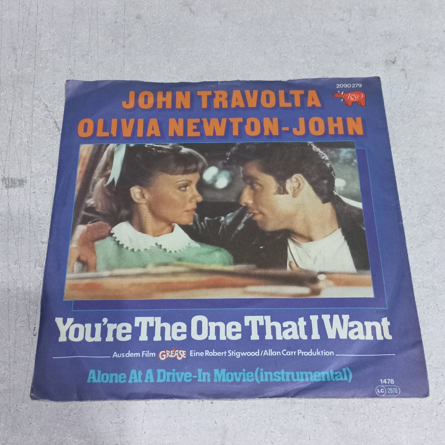 Olivia Newton-John - You're The One That I Want / Alone At A Drive-In Movie (Instrumental) (7'') Simple VG+