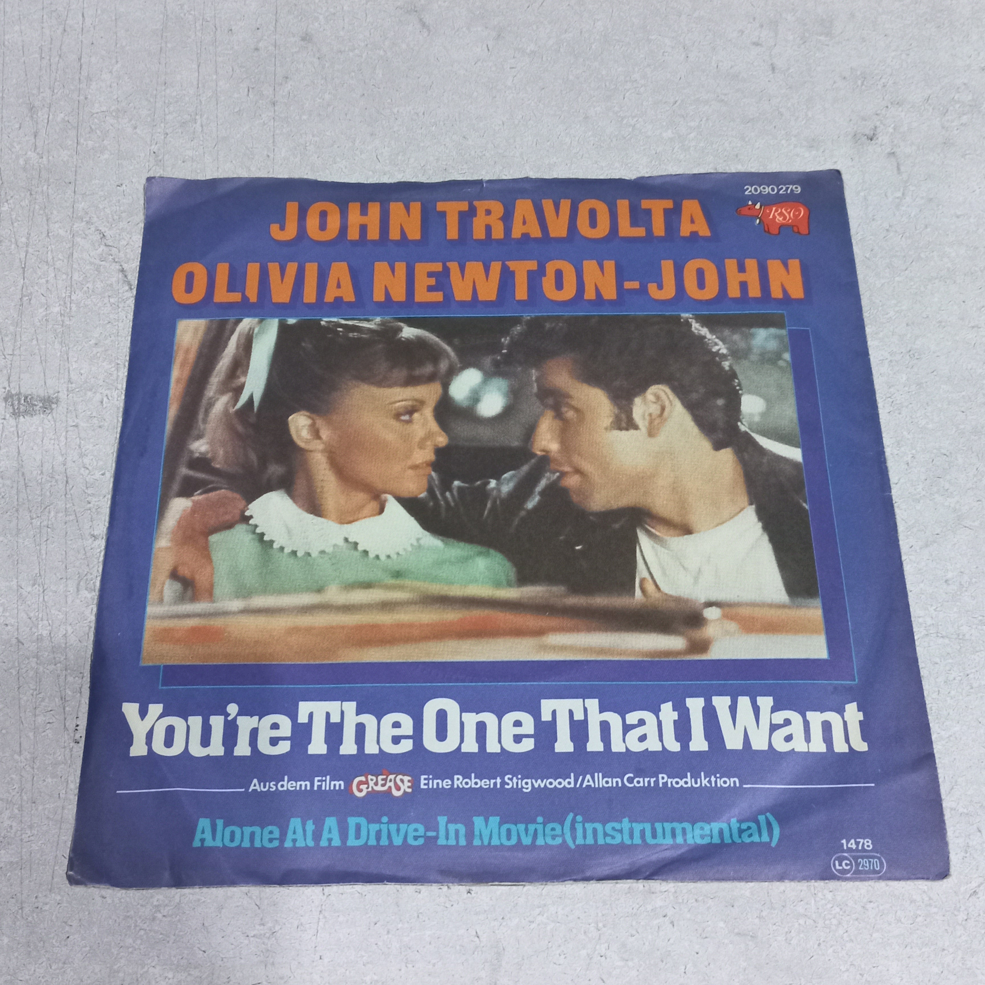 Olivia Newton-John - You're The One That I Want / Alone At A Drive-In Movie (Instrumental) (7'') Simple VG+