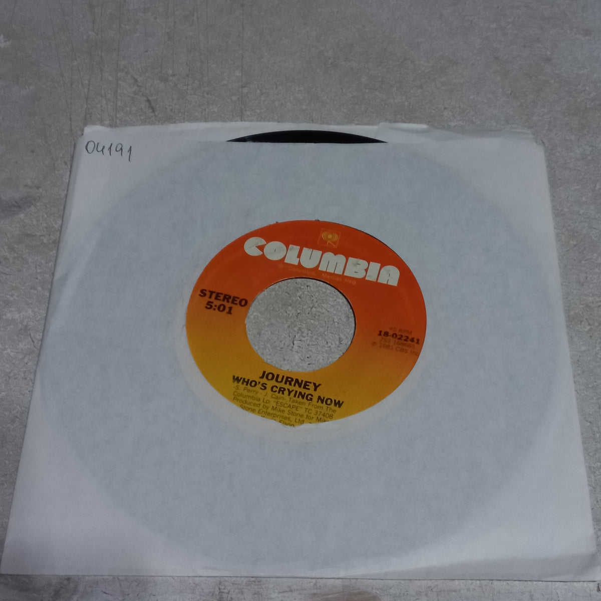 Journey - Who's Crying Now (7'') Simple VG+