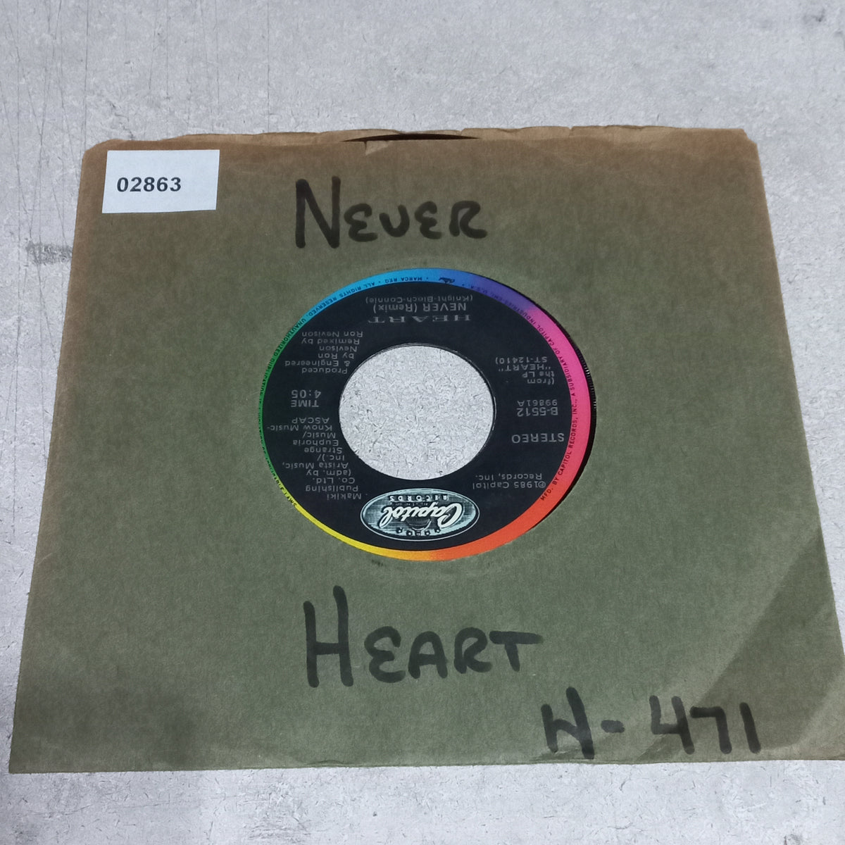Heart - Never (Remix) / Shell Shock (7'') Simple VG+