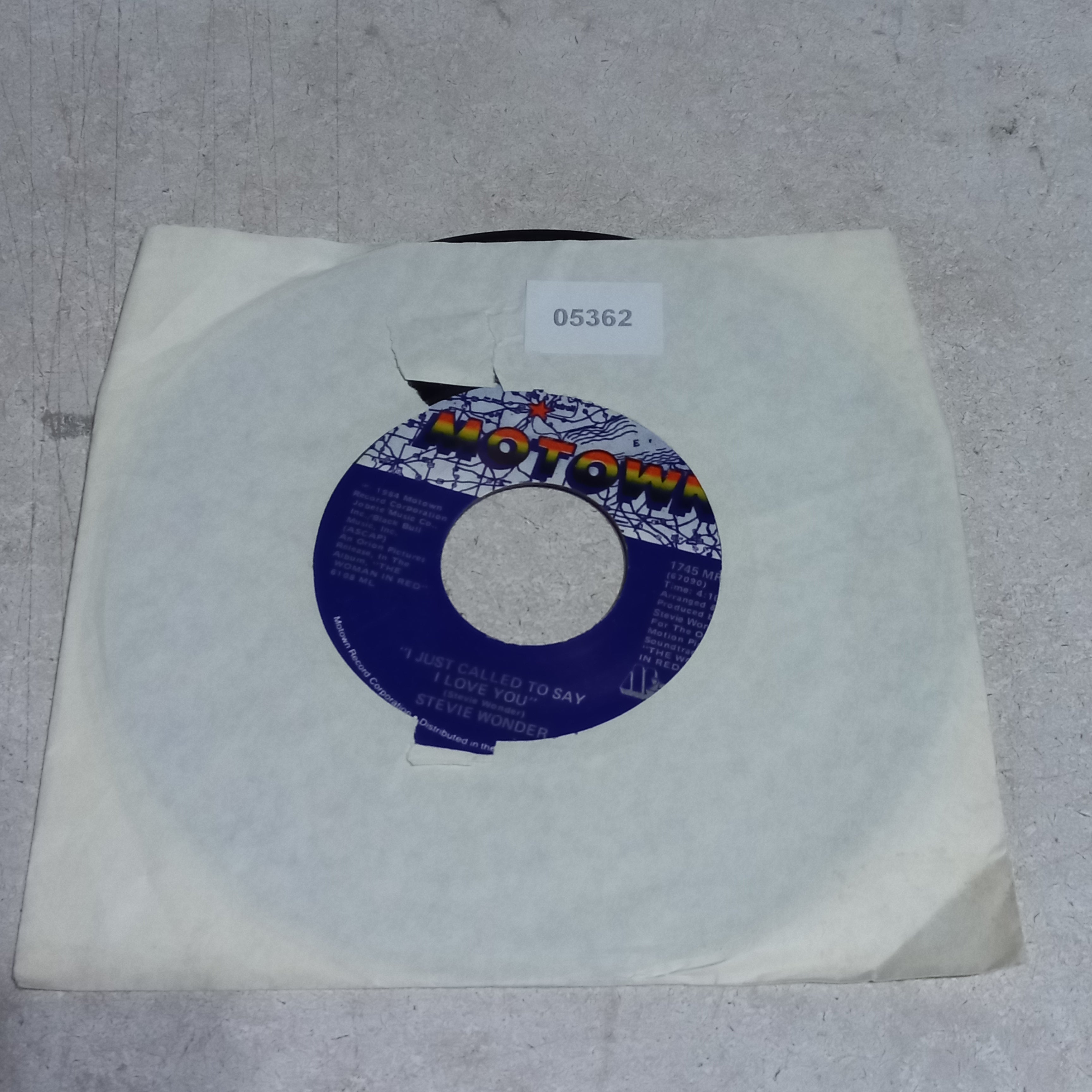STEVE WONDER I JUST CALLED TO SAY I LOVE YOU Simple VG+