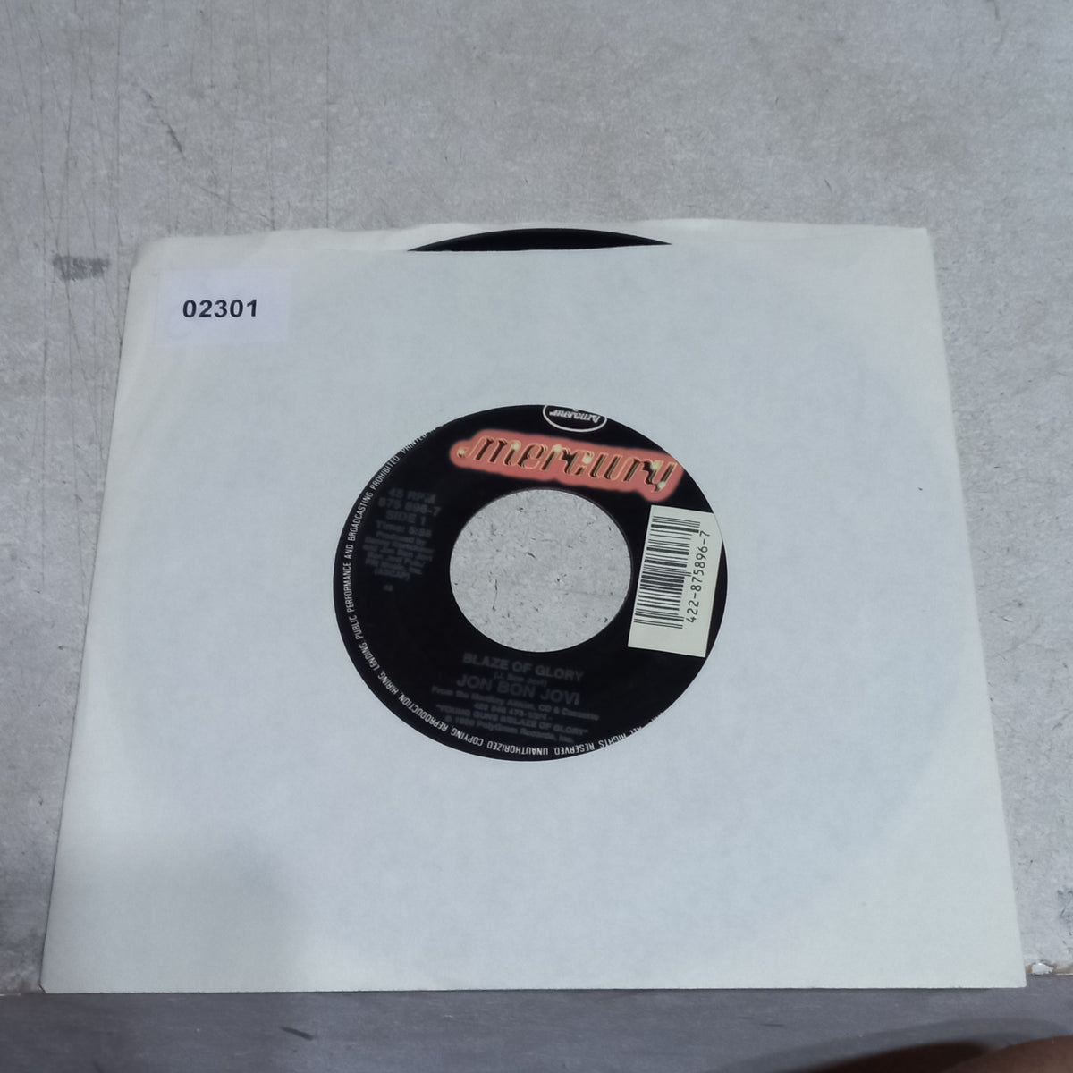 Bon Jovi - Blaze Of Glory (7'') Simple VG+