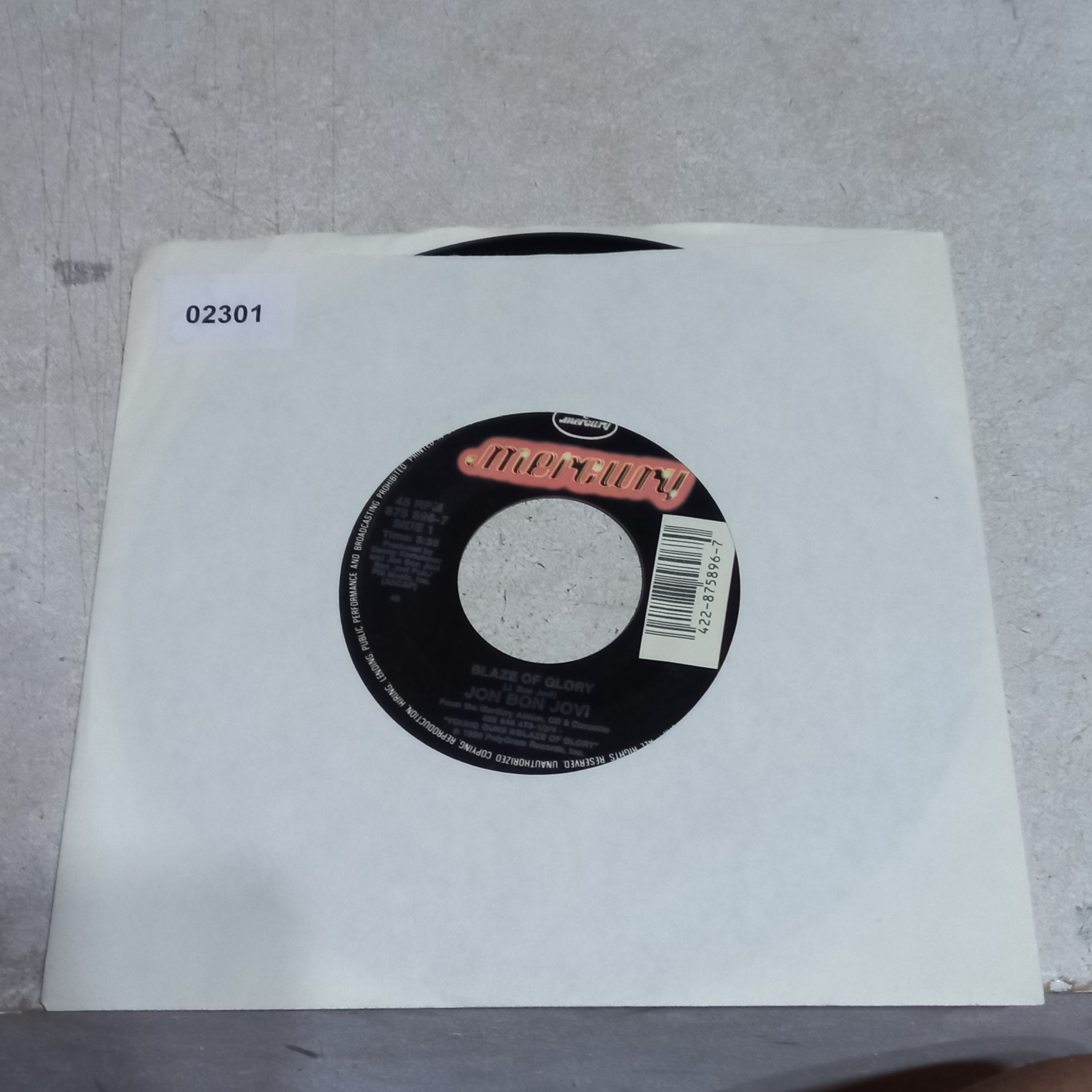Bon Jovi - Blaze Of Glory (7'') Simple VG+