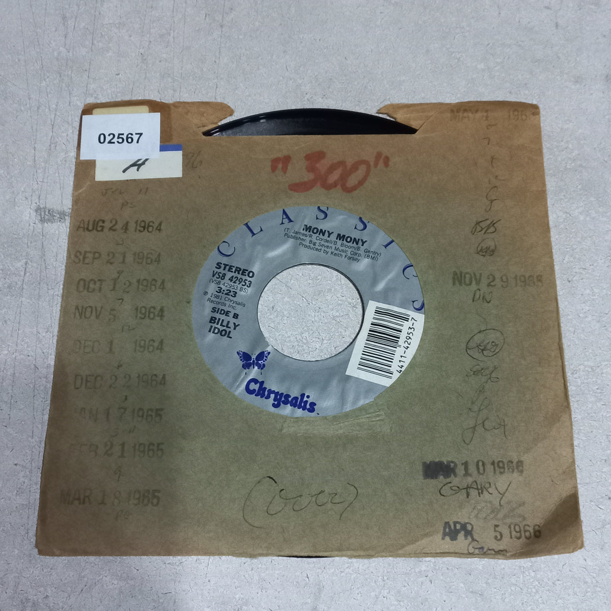 Billy Idol - Hot In The City / Mony Mony (7'') Simple VG+