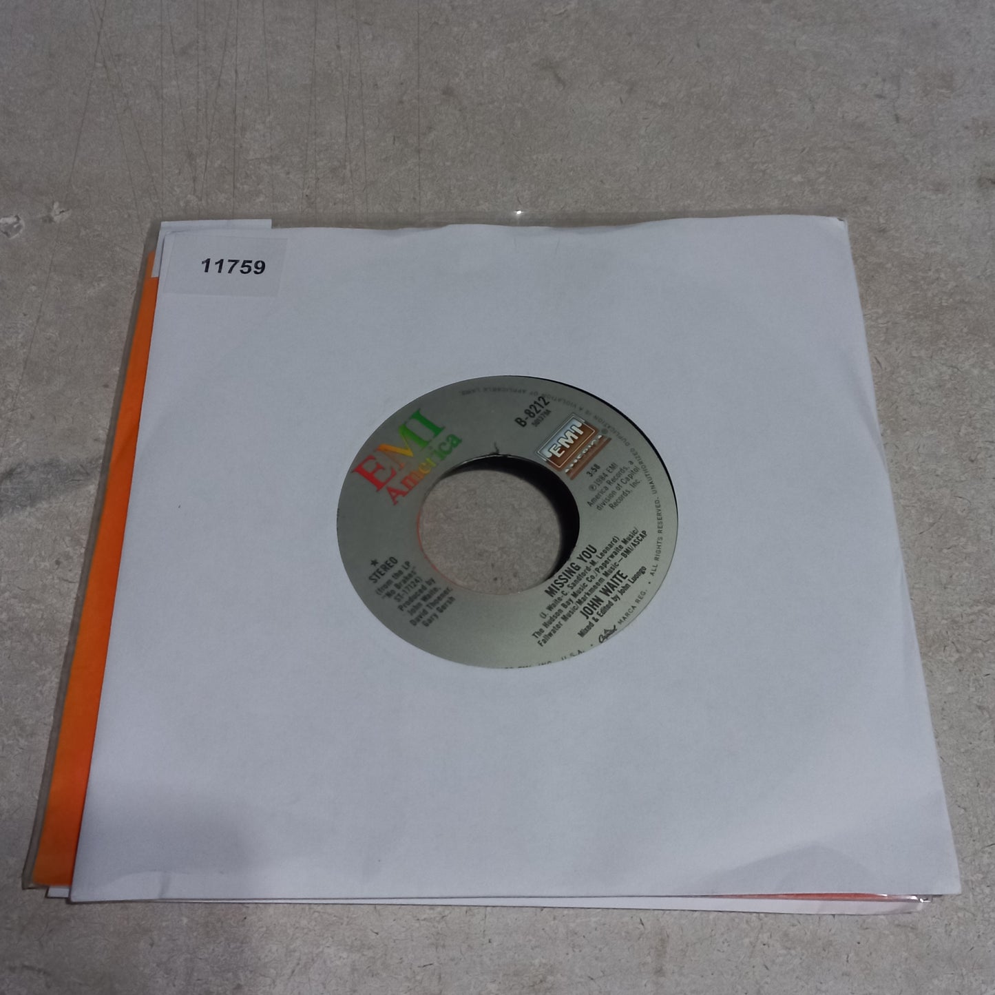 John Waite - Missing You (7'') Simple VG+