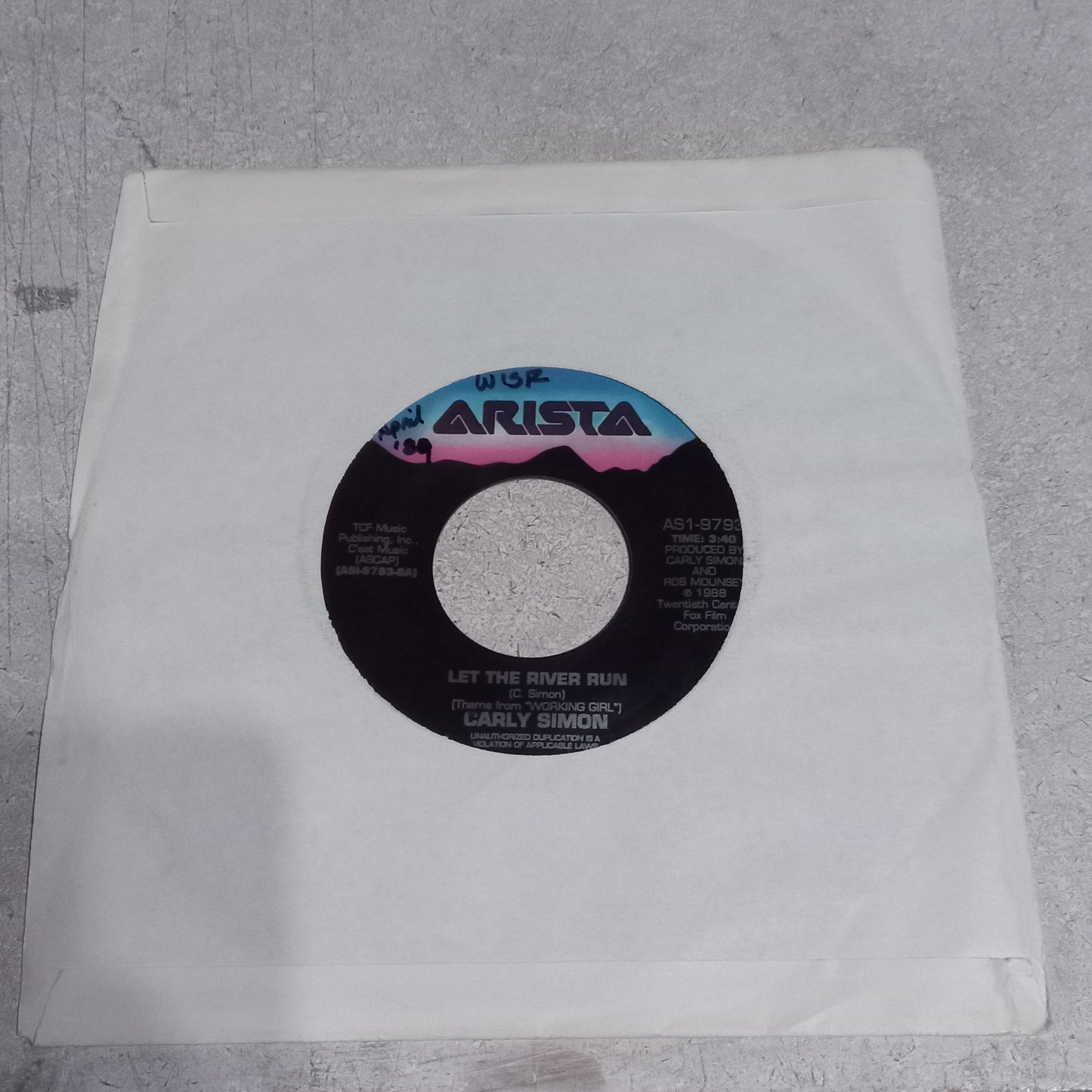 Carly Simon - Let The River Run (Theme From Working Girl) (7'') Simple VG+
