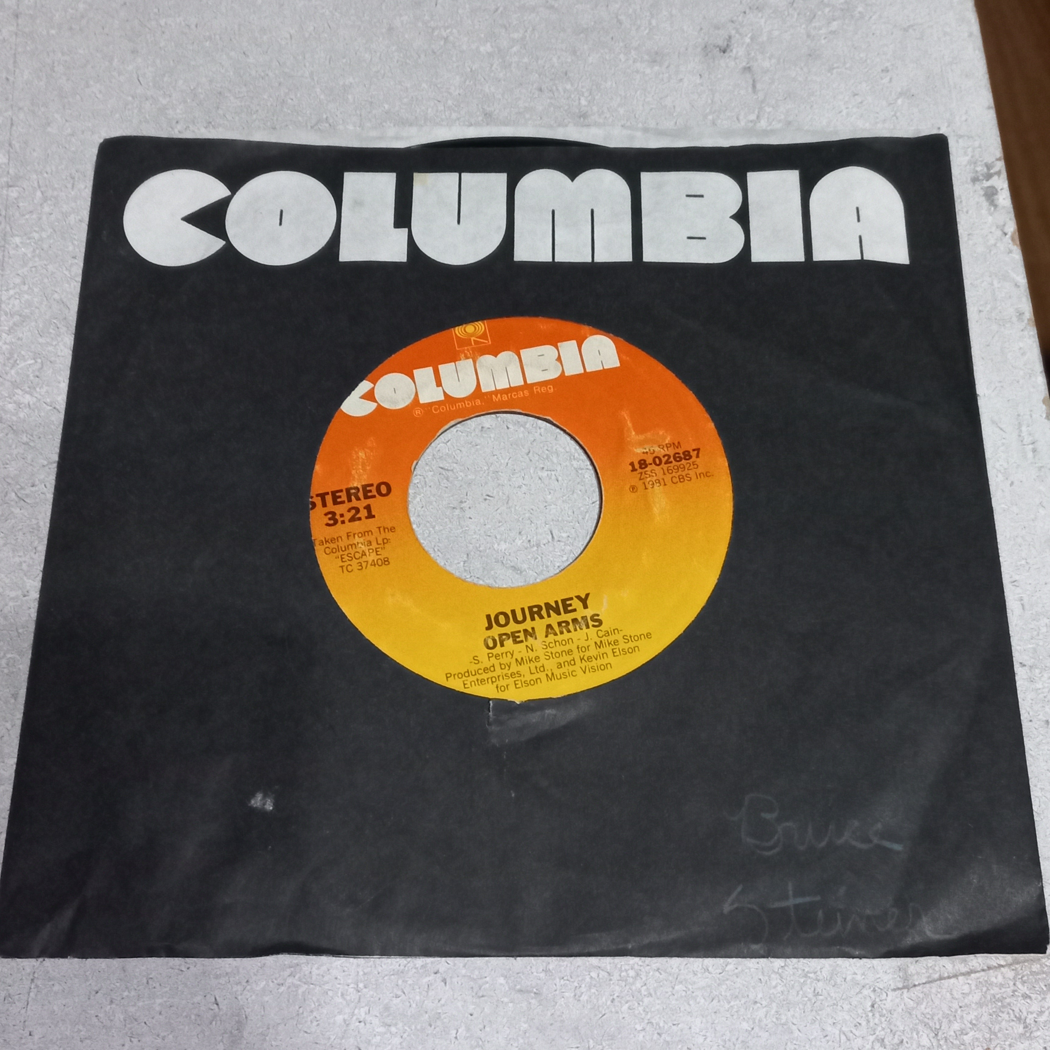 Journey - Open Arms (7'') Simple VG+