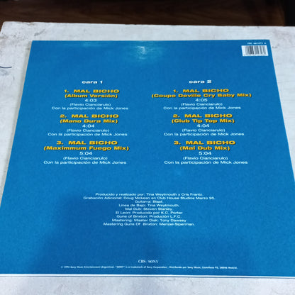 Los Fabulosos Cadillacs - Mal Bicho (12", Maxi) (CBS/Sony - COL 661472 6) - MAXI VG+ O Nm