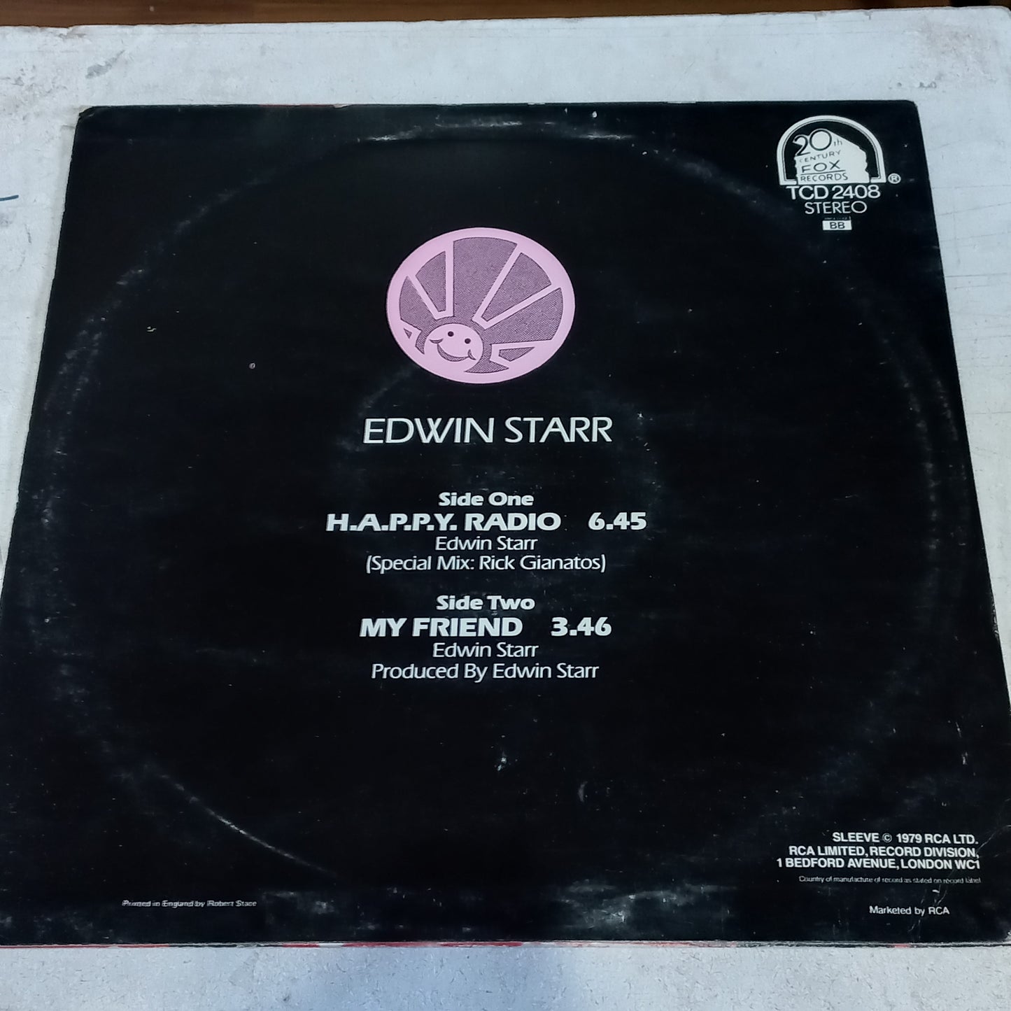 Edwin Starr - H.A.P.P.Y. Radio (Extended Disco Version) (12", Red) (RCA Victor, 20th Century Fox Records - TCD 2408, TCD-76) - MAXI VG+ O Nm