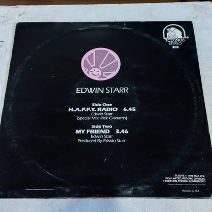 Edwin Starr - H.A.P.P.Y. Radio (Extended Disco Version) (12", Red) (RCA Victor, 20th Century Fox Records - TCD 2408, TCD-76) - MAXI VG+ O Nm