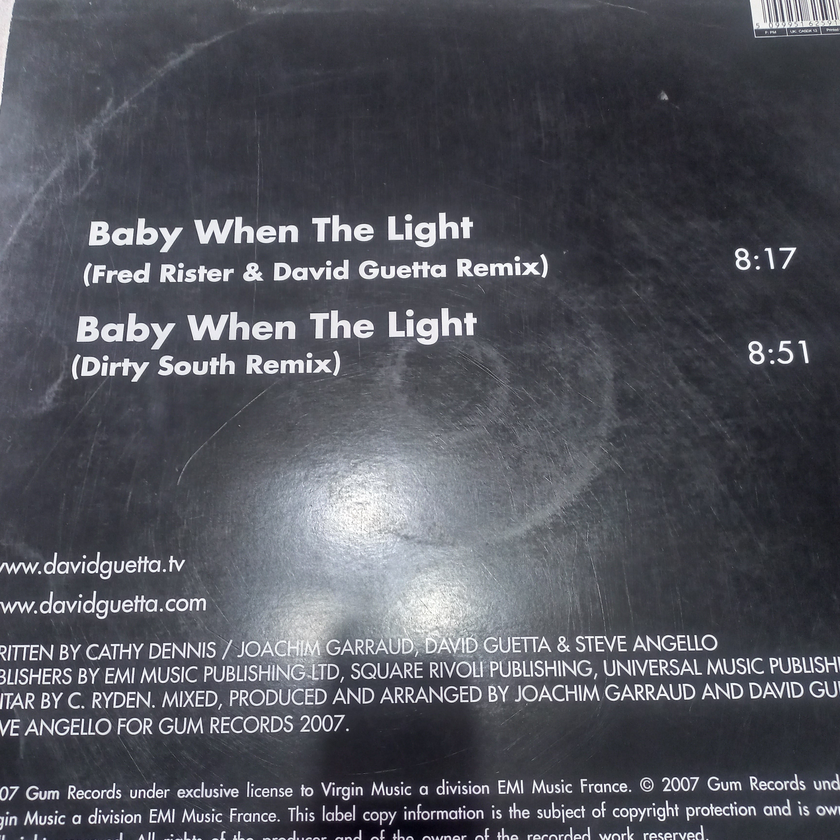 David Guetta Feat. Cozi - Baby When The Light (12") (Virgin, Charisma - 509995162591 7) - MAXI VG+ O Nm