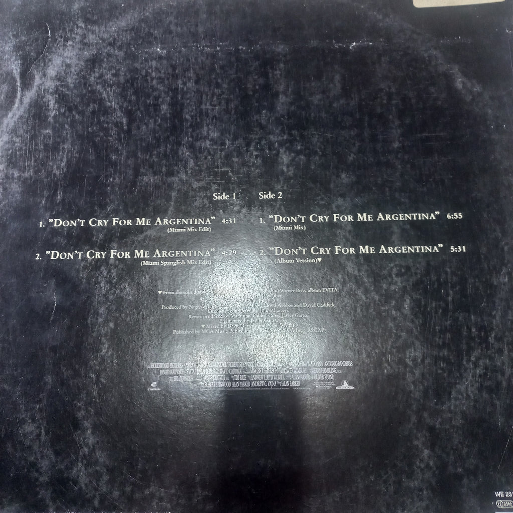 Madonna - Don't Cry For Me Argentina (12") (Warner Bros. Records - 9362 43830-0) - MAXI VG+ O Nm