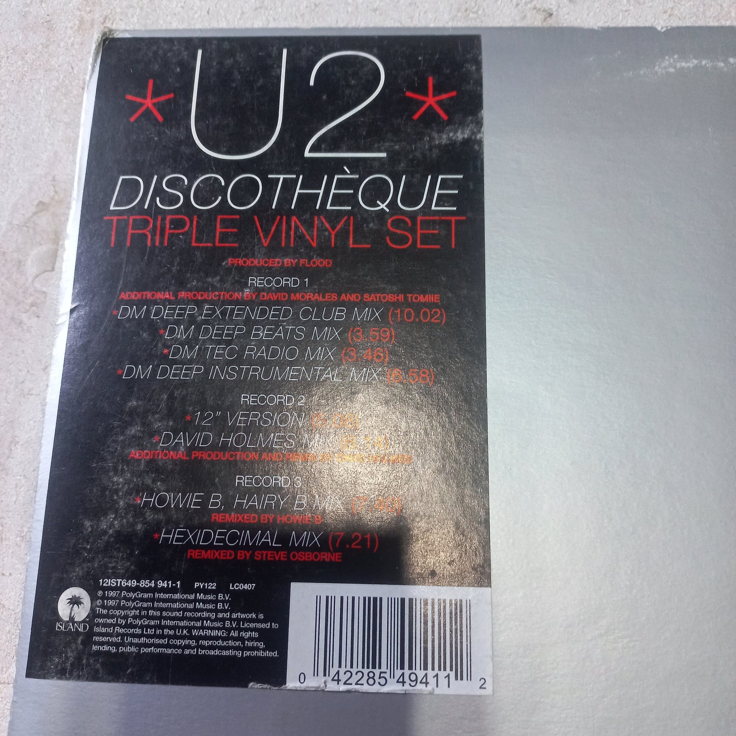 U2 - Discothèque (3x12") (Island Records, Island Records, Island Records - 12 IST 649, 854 941-1, 12IST649) - MAXI VG+ O Nm