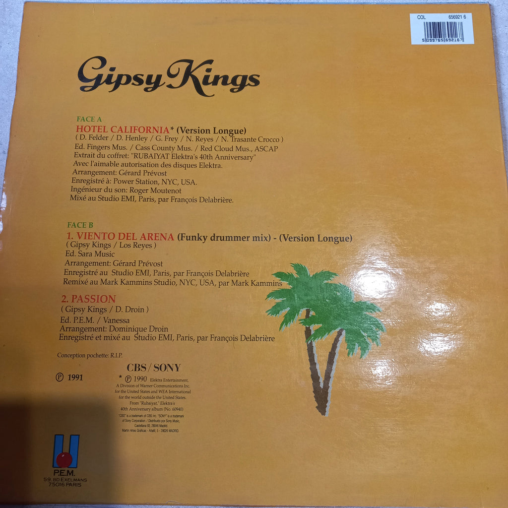 Gipsy Kings - Hotel California Maxi VG+ (12", Maxi) (CBS/Sony - COL 656921 6)