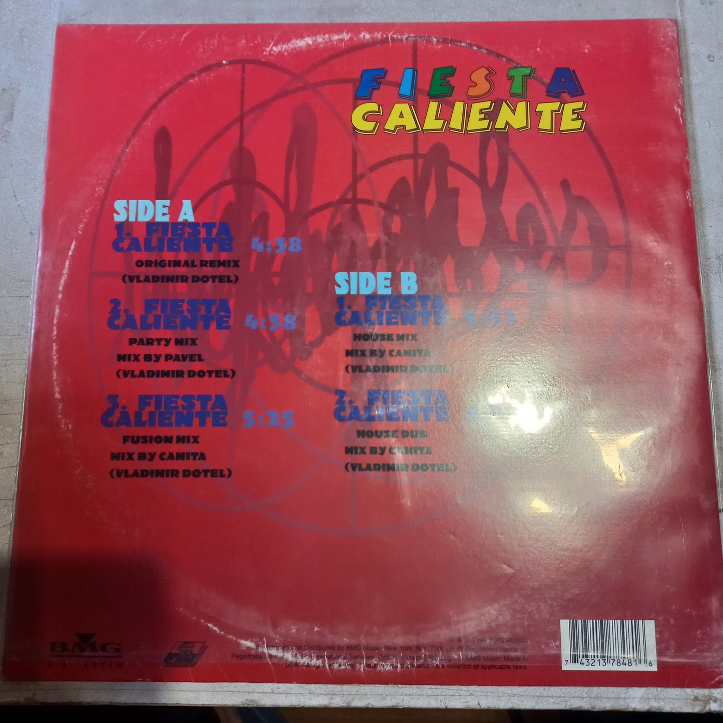Ilegales - Fiesta Caliente (12") (Ariola, BMG Entertainment Spain, S.A. - 74321 40825 1)