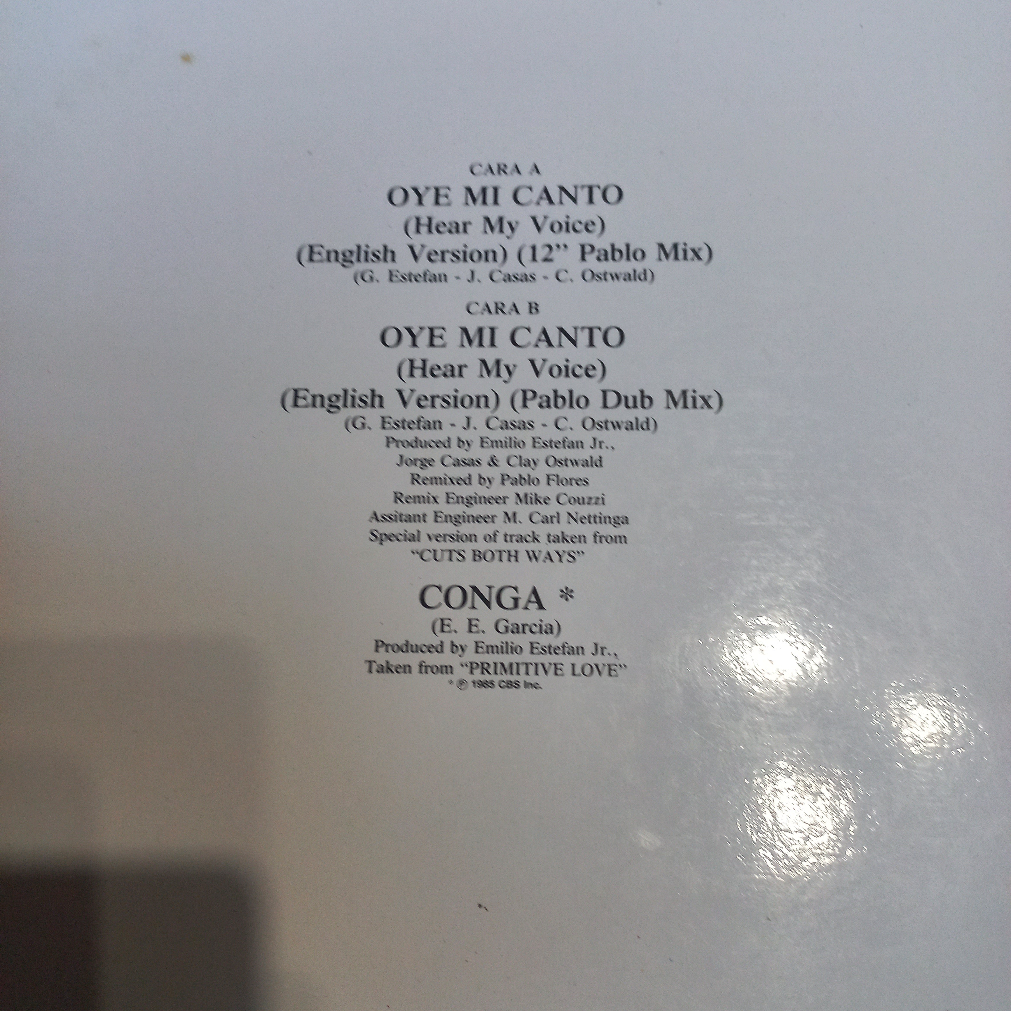 Gloria Estefan - Oye Mi Canto MAXI VG+ (Hear My Voice) (Special 12” Mixes) (12", Maxi) (Epic, Epic - 655280 6, EPC 655280 6)