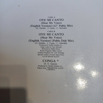 Gloria Estefan - Oye Mi Canto MAXI VG+ (Hear My Voice) (Special 12” Mixes) (12", Maxi) (Epic, Epic - 655280 6, EPC 655280 6)