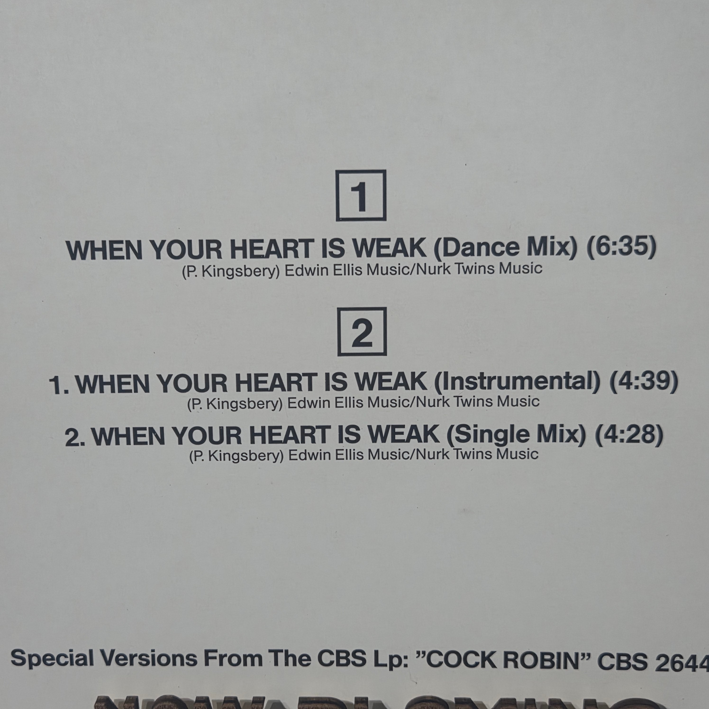 Cock Robin When Your Heart Is Weak MAXI doble VG+