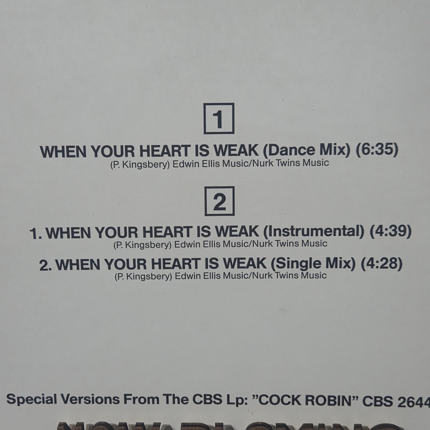 Cock Robin When Your Heart is Weak MAXI VG+